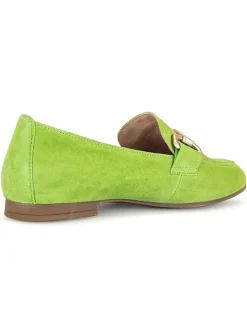 Leder-Mokassins in Grün><noscript><img width=