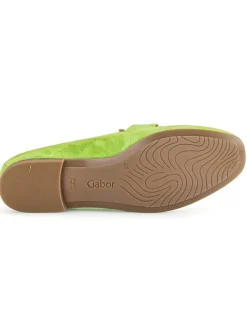 Leder-Mokassins in Grün><noscript><img width=