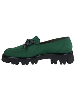 Paul Green Halbschuhe^Leder-Mokassins in Grün/ Schwarz