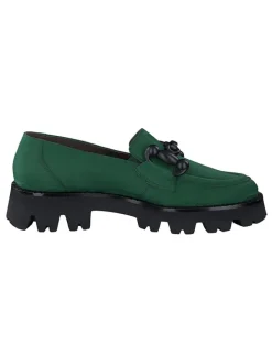 Paul Green Halbschuhe^Leder-Mokassins in Grün/ Schwarz