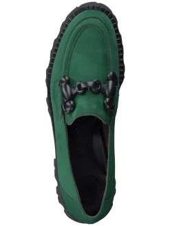 Paul Green Halbschuhe^Leder-Mokassins in Grün/ Schwarz