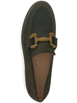 Leder-Mokassins in Khaki><noscript><img width=