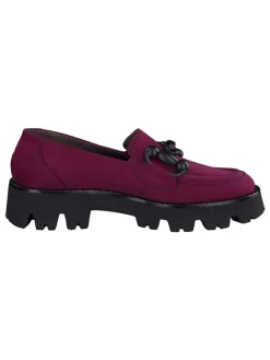 Leder-Mokassins in Lila/ Schwarz><noscript><img width=