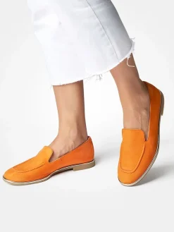 Leder-Mokassins in Orange><noscript><img width=