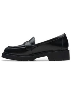 Clarks Halbschuhe^Leder-Mokassins in Schwarz