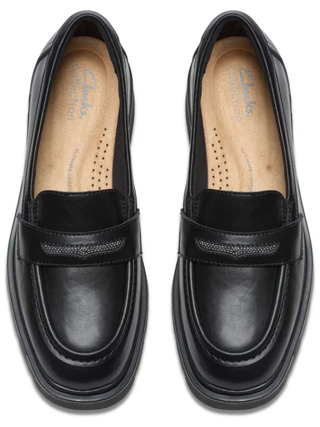 Clarks Halbschuhe^Leder-Mokassins in Schwarz