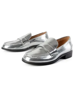 loft37 Halbschuhe^Leder-Mokassins in Silber