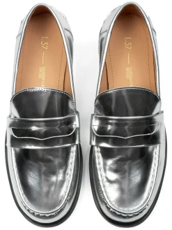 loft37 Halbschuhe^Leder-Mokassins in Silber