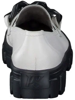 Leder-Mokassins in Weiß/ Schwarz><noscript><img width=