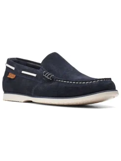 Clarks Halbschuhe^Leder-Mokassins "Noonan" in Dunkelblau