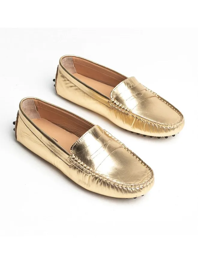 Leder-Mokassins "Thandie" in Gold>CHARLES & SMITH Clearance