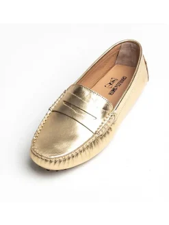 Leder-Mokassins "Thandie" in Gold>CHARLES & SMITH Clearance