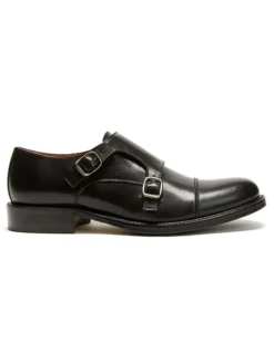 Leder-Monkstraps in Schwarz>British Passport New