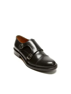 Leder-Monkstraps in Schwarz>British Passport New
