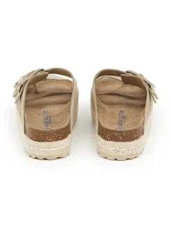 Leder-Pantoletten in Beige><noscript><img width=