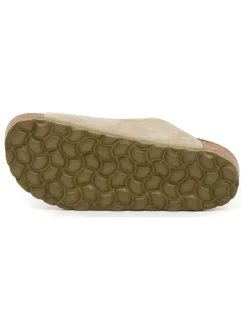 Leder-Pantoletten in Beige><noscript><img width=