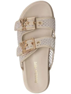 Leder-Pantoletten in Beige><noscript><img width=
