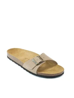 Leder-Pantoletten in Beige>Mandel Online