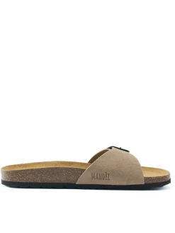 Leder-Pantoletten in Beige><noscript><img width=