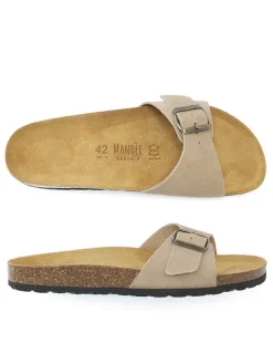 Leder-Pantoletten in Beige><noscript><img width=