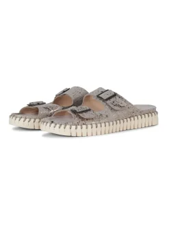 Ilse Jacobsen Clogs & Pantoletten^Leder-Pantoletten in Beige/ Gold