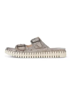 Ilse Jacobsen Clogs & Pantoletten^Leder-Pantoletten in Beige/ Gold