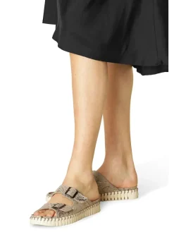 Ilse Jacobsen Clogs & Pantoletten^Leder-Pantoletten in Beige/ Gold