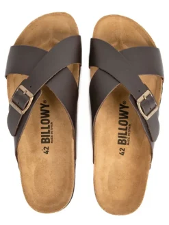 Leder-Pantoletten in Braun><noscript><img width=