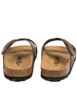 Leder-Pantoletten in Braun><noscript><img width=