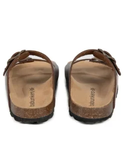 Leder-Pantoletten in Braun><noscript><img width=