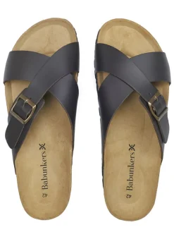 Leder-Pantoletten in Braun><noscript><img width=