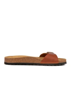Leder-Pantoletten in Braun><noscript><img width=