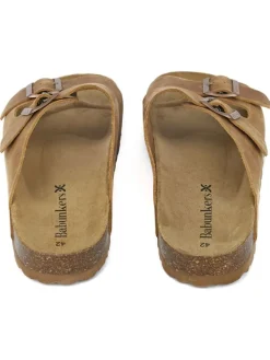 Leder-Pantoletten in Braun><noscript><img width=
