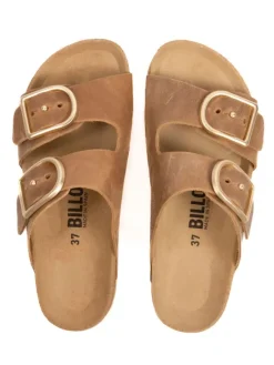 Leder-Pantoletten in Braun><noscript><img width=