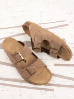 billowy Hausschuhe|Sandalen & Pantoletten^Leder-Pantoletten in Braun