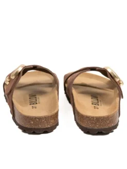 Leder-Pantoletten in Braun><noscript><img width=