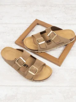 billowy Clogs & Pantoletten^Leder-Pantoletten in Braun