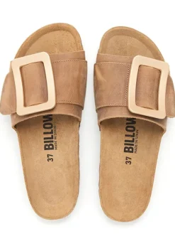 Leder-Pantoletten in Braun><noscript><img width=