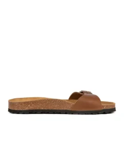 Leder-Pantoletten in Braun><noscript><img width=