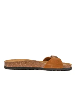 Leder-Pantoletten in Cognac><noscript><img width=