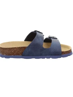 Leder-Pantoletten in Dunkelblau><noscript><img width=