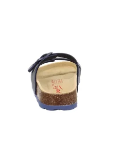 Leder-Pantoletten in Dunkelblau><noscript><img width=