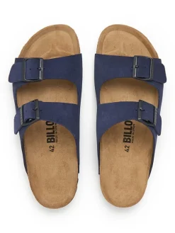 Leder-Pantoletten in Dunkelblau><noscript><img width=