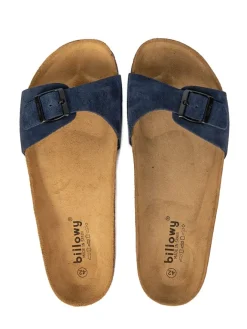 Leder-Pantoletten in Dunkelblau><noscript><img width=