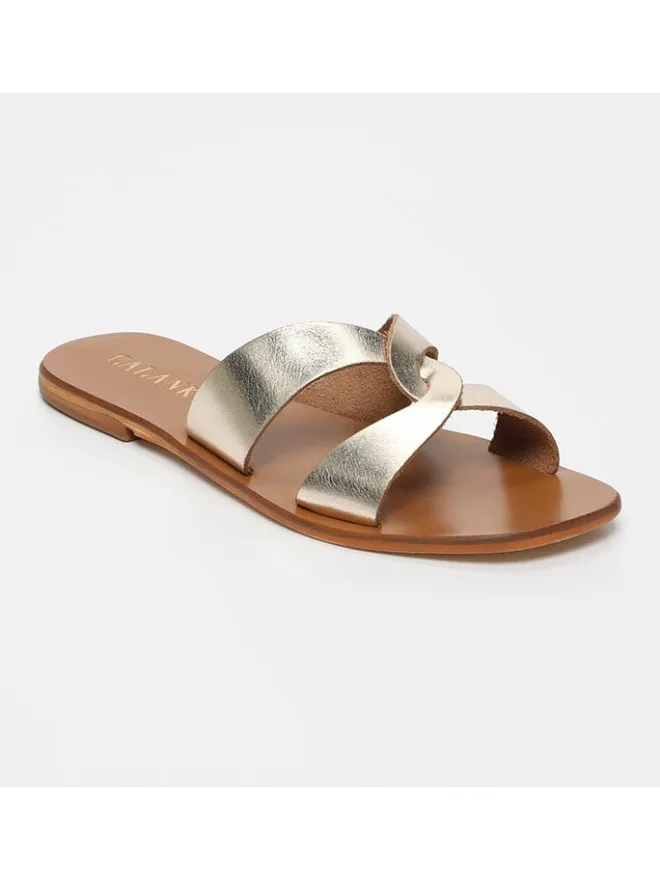 Leder-Pantoletten in Gold>CALANK Outlet