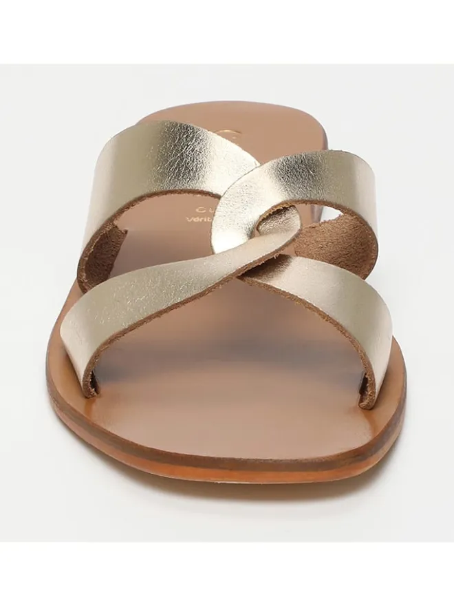 Leder-Pantoletten in Gold>CALANK Outlet