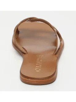 Leder-Pantoletten in Gold><noscript><img width=