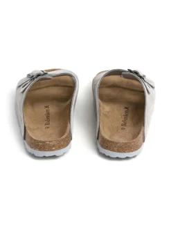 Leder-Pantoletten in Grau><noscript><img width=