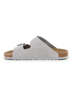 Leder-Pantoletten in Grau>billowy
