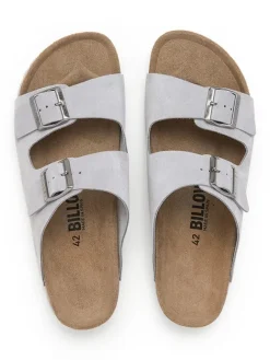 Leder-Pantoletten in Grau><noscript><img width=